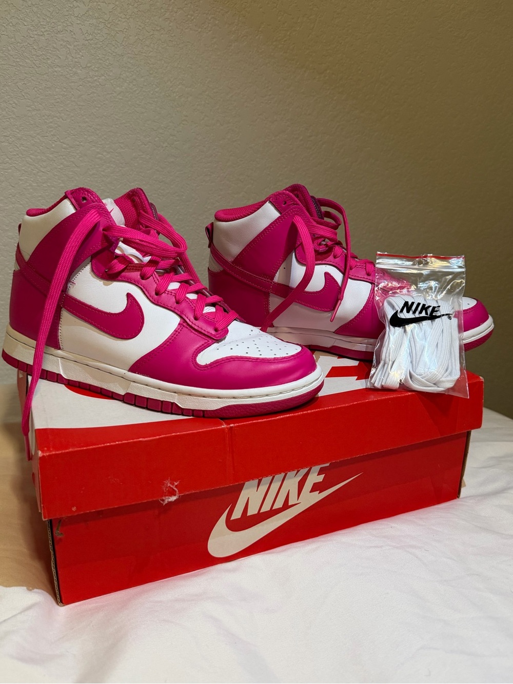 Nike Women’s Hot Pink and White High-Top Sneakers